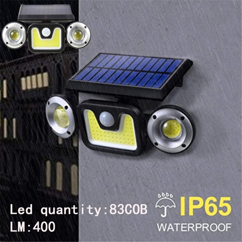 Solar buitenlamp met 74 leds, wandlamp met pir-bewegingssensor, tuinlamp op zonne-energie, waterdicht, energiebesparend, straatverlichting