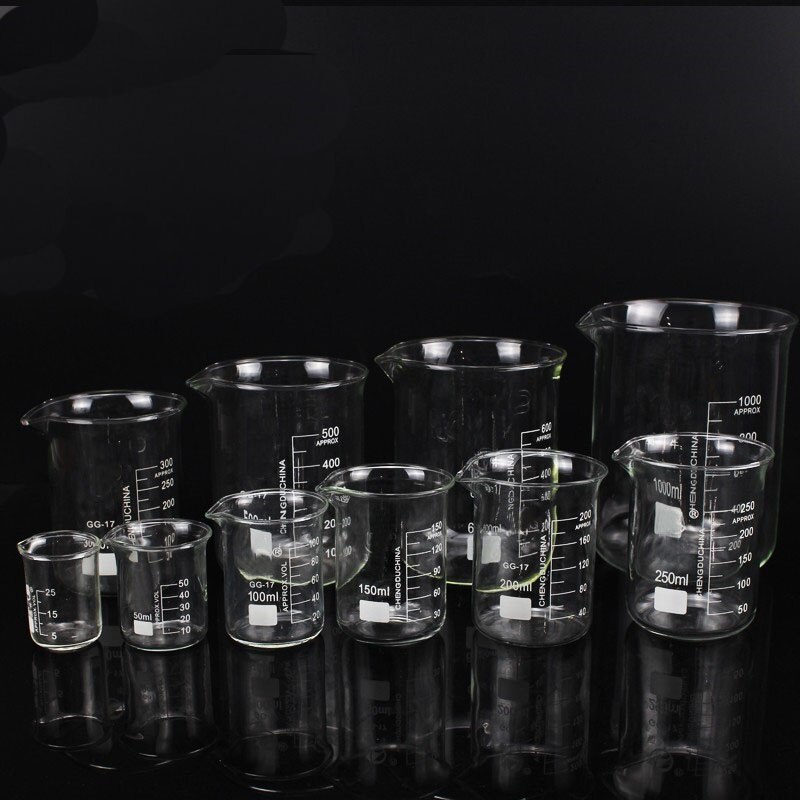 LINYEYUE 200mL Glas Becher Borosilikatglas Messbecher hohe temperatur widerstand Labor Chemie Ausrügestochen