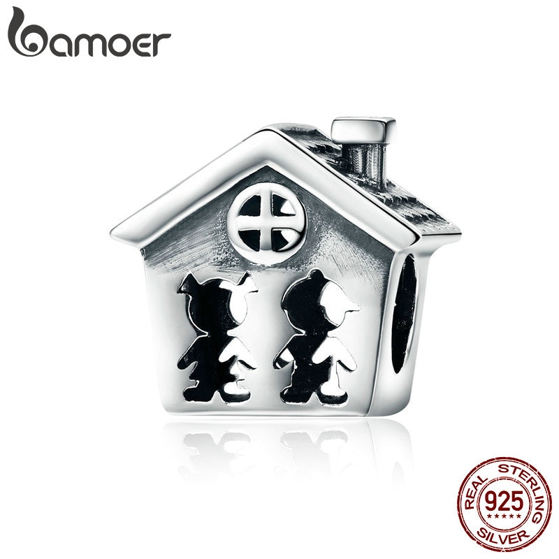 BAMOER 100% 925 Sterling Silver Perfezione Dolce Casa di Famiglia Insieme Per Sempre Branelli di Fascino misura il Braccialetto di Fascino Del Regalo S925 SCC541