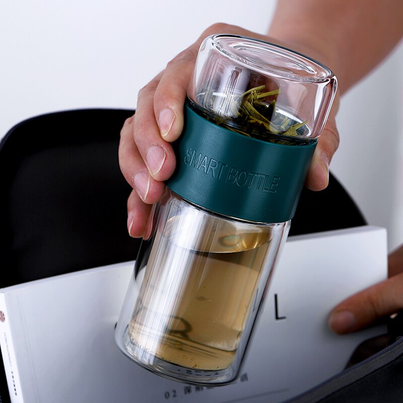 Bouteilles d'eau en verre 200ml avec infuseur de thé de filtre d'acier inoxydable
