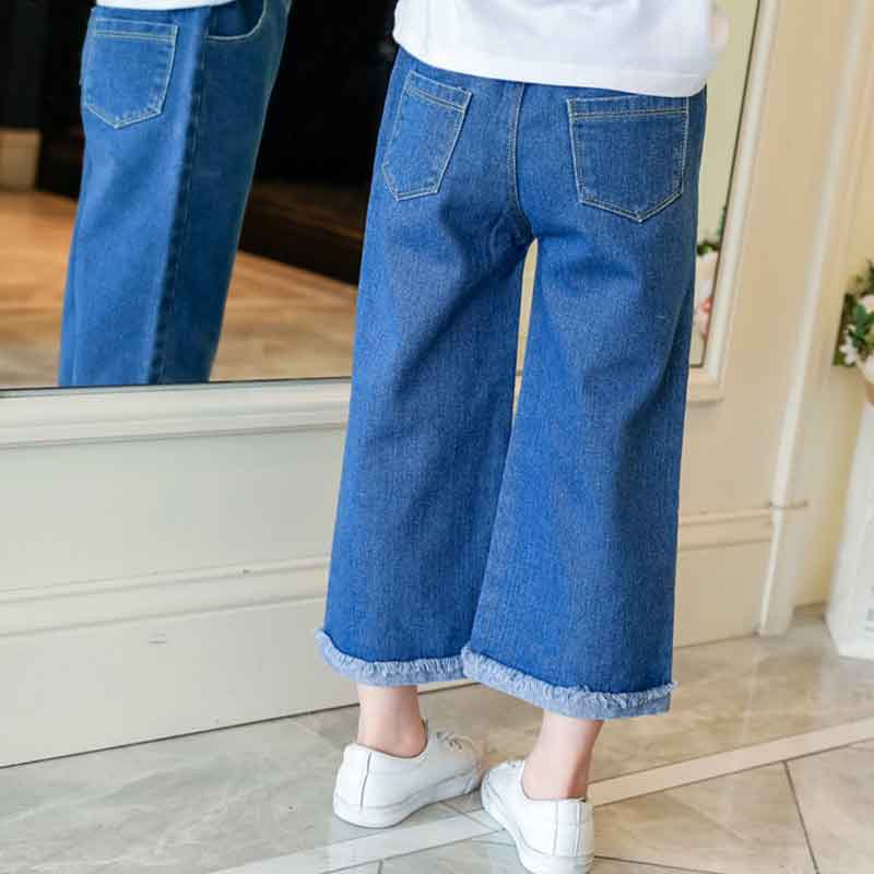Printemps enfants jean droit jambe large Denim jean pour filles coton pantalon décontracté coupe large automne adolescents pantalon 4 6 8 10 12 ans