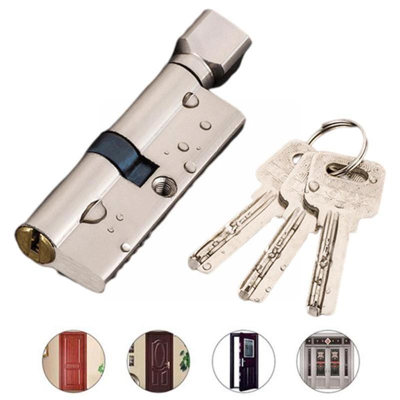 70mm Door Lock Core Door Cylinder Lock Biased Anti-theft 3 Security Pcs Home Interior Key Entrance Bedroom Brass Lock Lock K7Z7