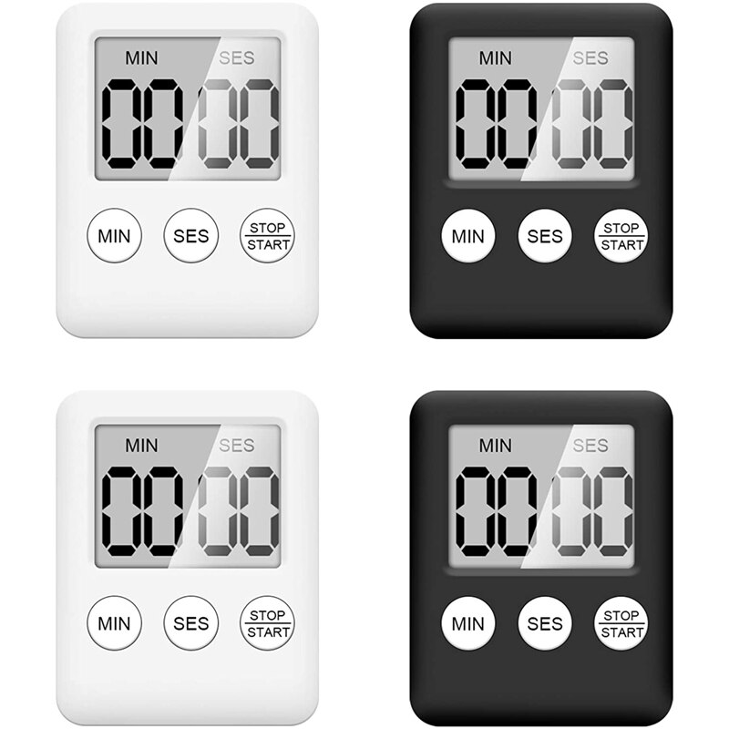 Digital Kitchen Timer, 4 Pieces Kitchen Alarm Clock With Alarm Reminder Function, Timer Magnetic Egg Timer Kitchen Clock: Default Title
