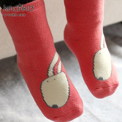 Calcetines de invierno cálidos para niños de kacakkid, calcetines de algodón cálidos con estampados de lindos animales para niños y niñas, calcetines para bebés, calcetines para niños Ka1097: Rojo / M