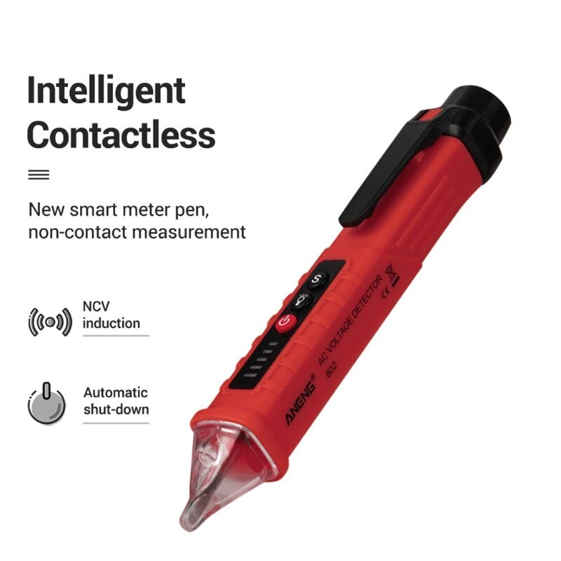 Vd802 vd802 berøringsfri ac spændingsdetektor tester meter 12v-1000v pen stil elektrisk indikator led udgang ac induktionsspænding