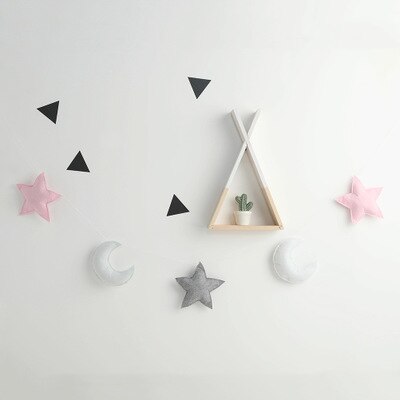 5 pièces étoiles tente corde suspendue chambre lit décoration pendentif nordique mur enfants chambre photographie jouet enfants noël accolade: Étoile grise