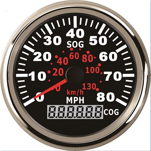 Waterproof 85mm Marine GPS Speedometer Speedo Gauge 80MPH 130KM/H with Backlight 12V/24V: BS