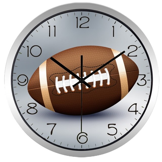 Horloge murale de Rugby pour salon, horloge de Sport pour garçon, balayage Vintage, maison Simple, numéro, offre spéciale: B411S / 14 pouce