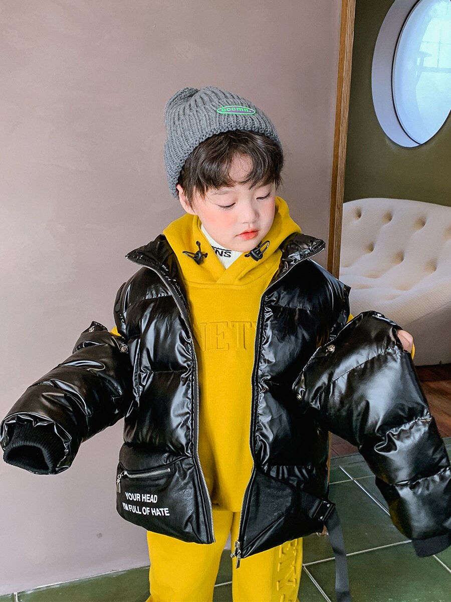 Boy's Sleeve Detachable Cotton-Padded Clothes Stand Collar Windproof Coat Korean Style Cotton Jacket Children's Clothing