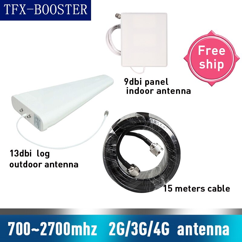 Ganho 9dbi exterior 9dbi da antena cdma umts gsm 700 2700 mhz do log do ganho 13dbi para a antena do painel do repetidor do impulsionador do telefone celular com cabo de 2m