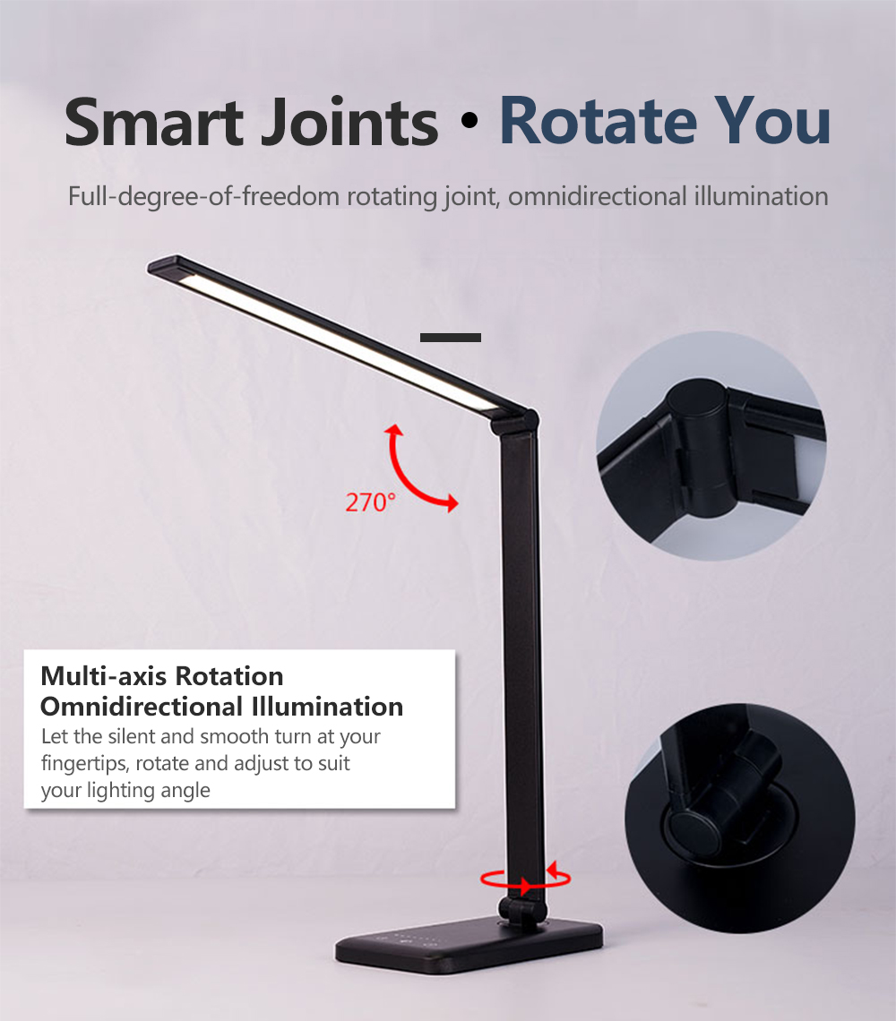 Roterbar led bordlampe 3 tilstande 5 dæmpbare niveauer berøres usb genopladeligt læselampe øjenbeskyttelse med timer led bordlampe