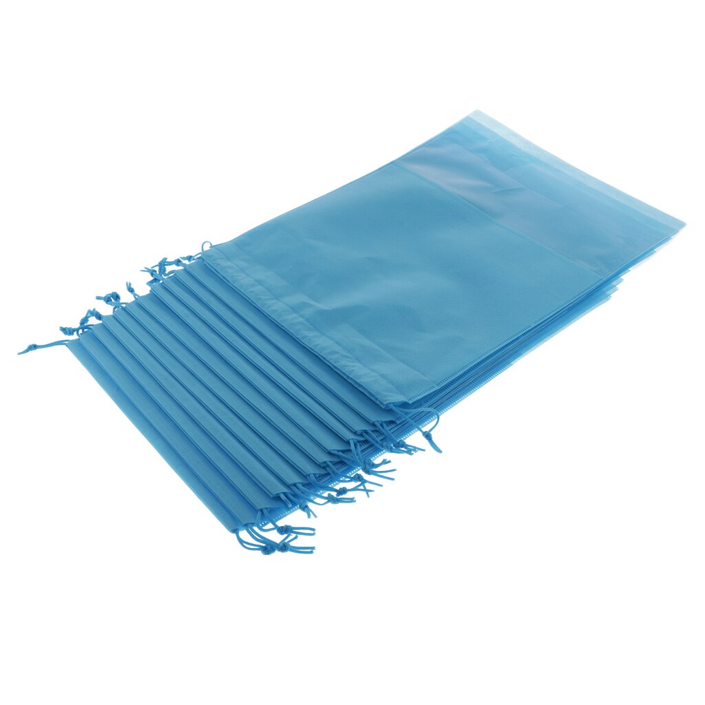 Bolsas para zapatos con cordón de tela no tejida para hombre y mujer, paquete de 12 unidades: Blue