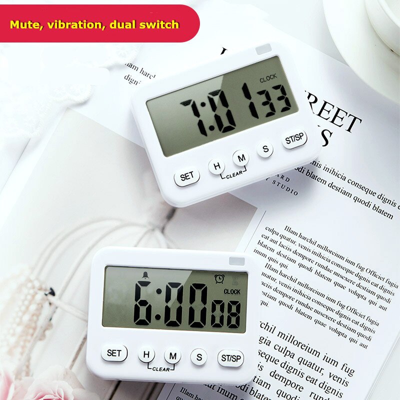 Timer reminder Timer can silent vibration dual-screen clock Kitchen baking timer