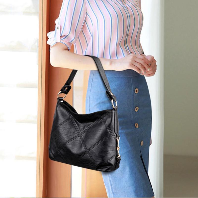 Bolso de piel sintética suave para mujer, bandolera de hombro, grande