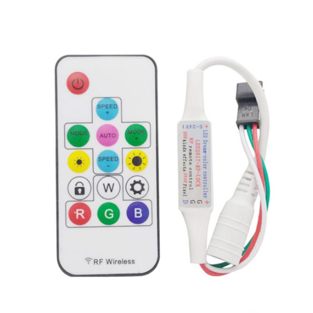WS2812B WS2811 Led Strip Controller Music Wifi Bluetooth Led Controller SP108E SP107E SP106E SP105E SP110E 14/17/21 Keys DC5-24V: 14key white