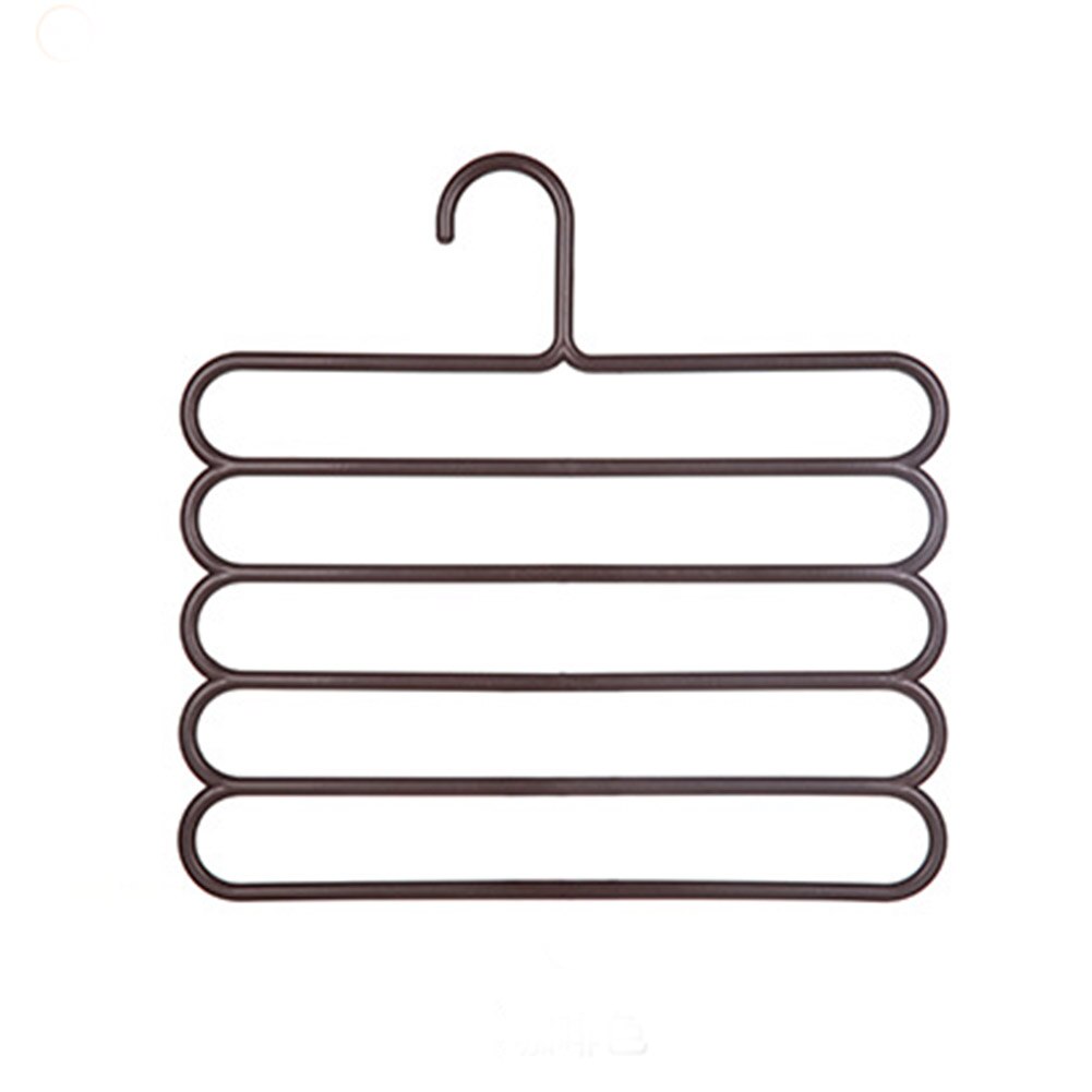 5 layers Clothes Hangers Multi-Function Storage Hangers Plastic 5-Layer Drying Rack Pants Rack Storage Tie Belt Towel Holder: Brown