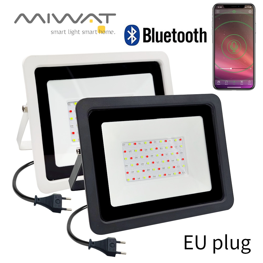 RGB LED Floodlight 50W 100W Bluetooth Outdoor Smart Flood Light 220V IP68 Waterproof Color Changing Spotlight APP Group Control