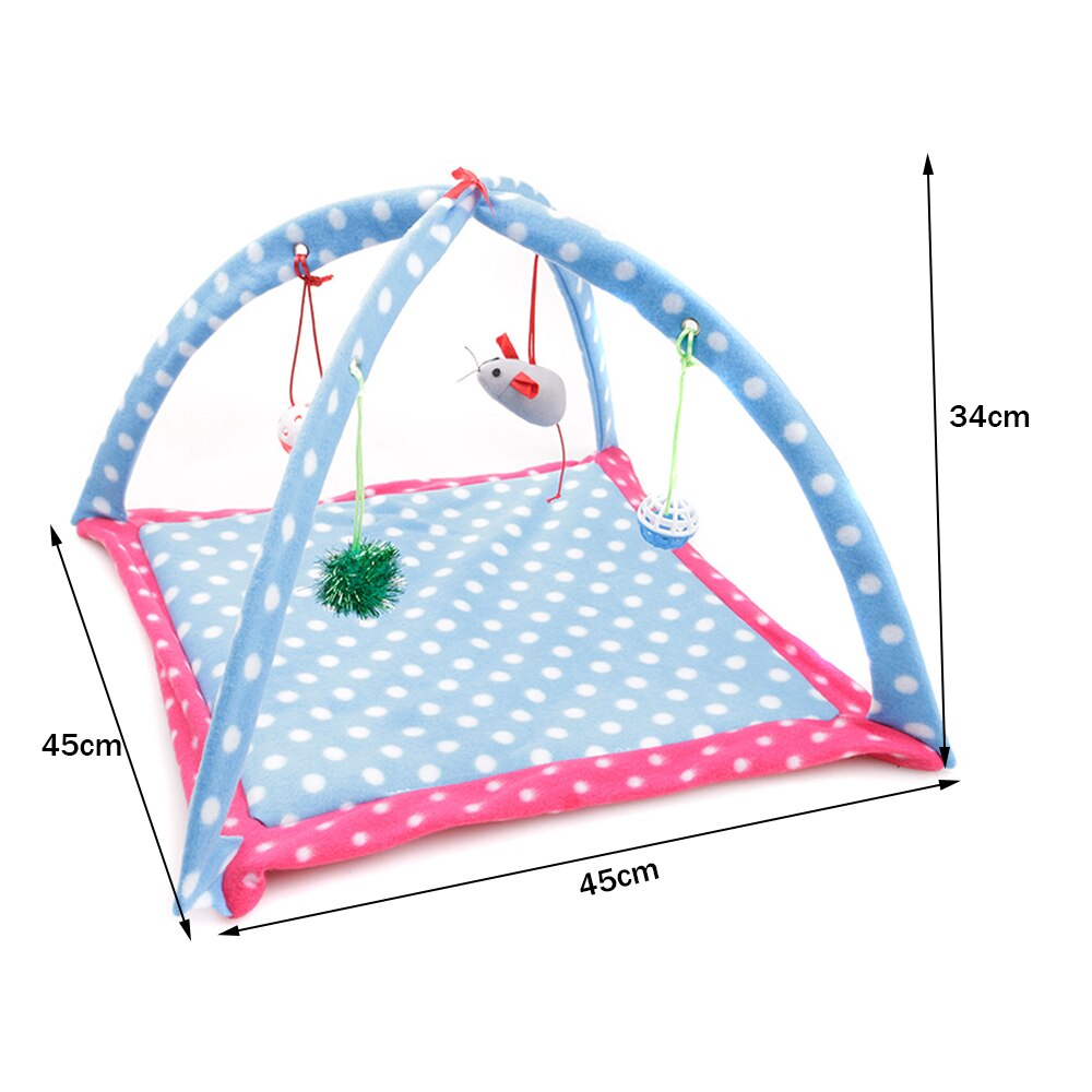 Foldable Cat Play Mat Cat Interactive Tent Activity Center with Hanging Cat Toys Balls Mice Outdoor Cat Bed Pad Sleep Play Tent: 6