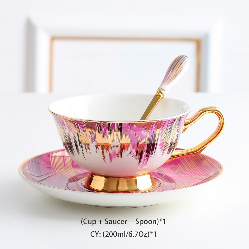 Aurora bone china kaffekop underkop ske sæt 200ml te kop porcelæn te sæt keramisk tekop cafe espresso kop: 1 kaffekop rød