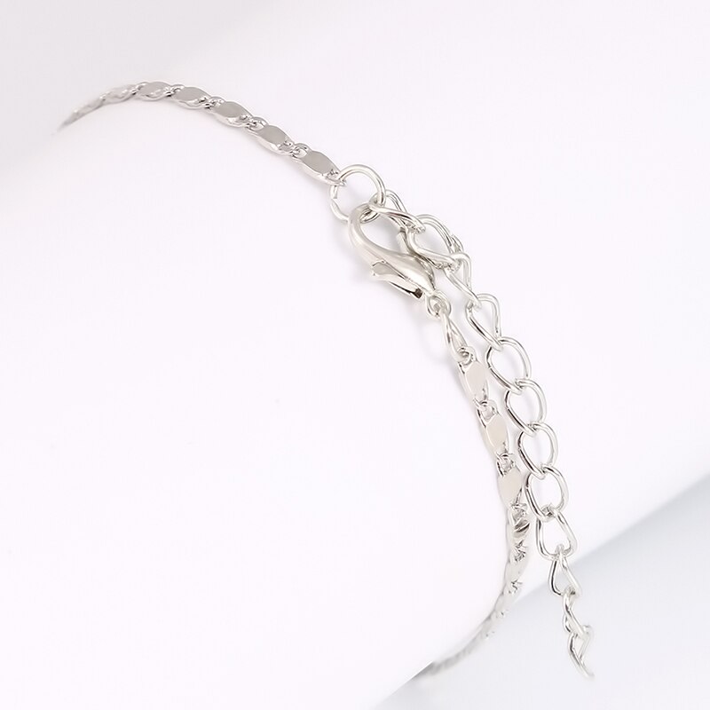 Gold Thin Chain Ankle Charm Anklet Leg Bracelet Foot Jewelry Adjustable Ankle Bracelets For Women Accessories: silver