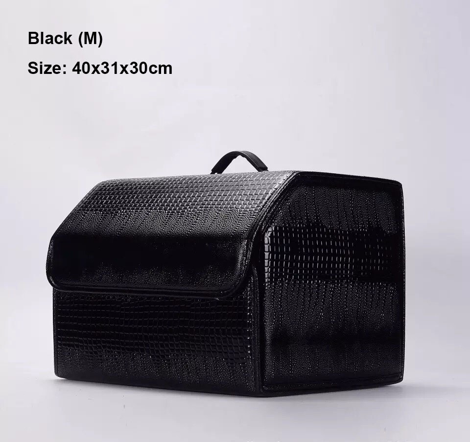 Auto opbergtas pu leren kofferbak opbergtas multifunctionele opvouwbare auto kofferbak opbergtas: Zwart medium