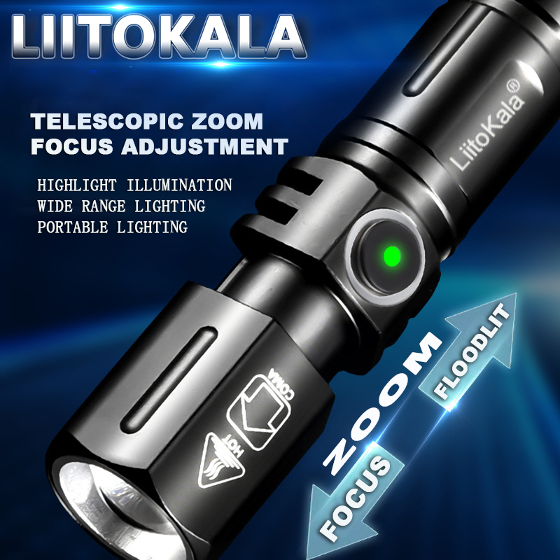 Liitokala lf -535 lf-536 led +16340 700 mah genopladeligt batteri stærk fotoelektrisk langtrækkende udendørs ultralys lommelygte