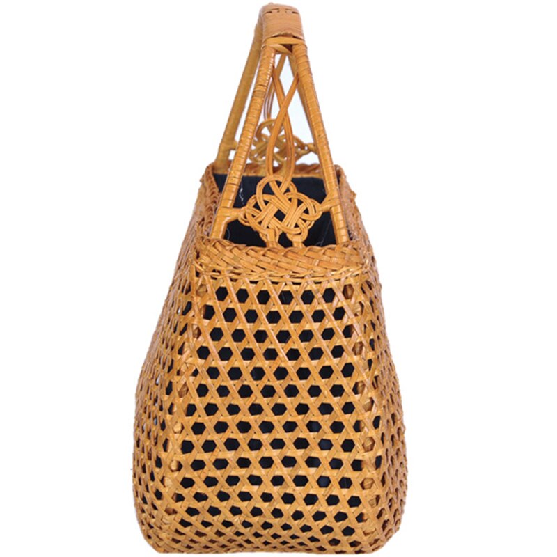 Frauen Bambus Taschen Böhmischen Weiblichen Sommer Strand Handtasche Dame Vintage Rattan Gestrickte Tasche Hohl Handarbeit Gewebt Korb Tote