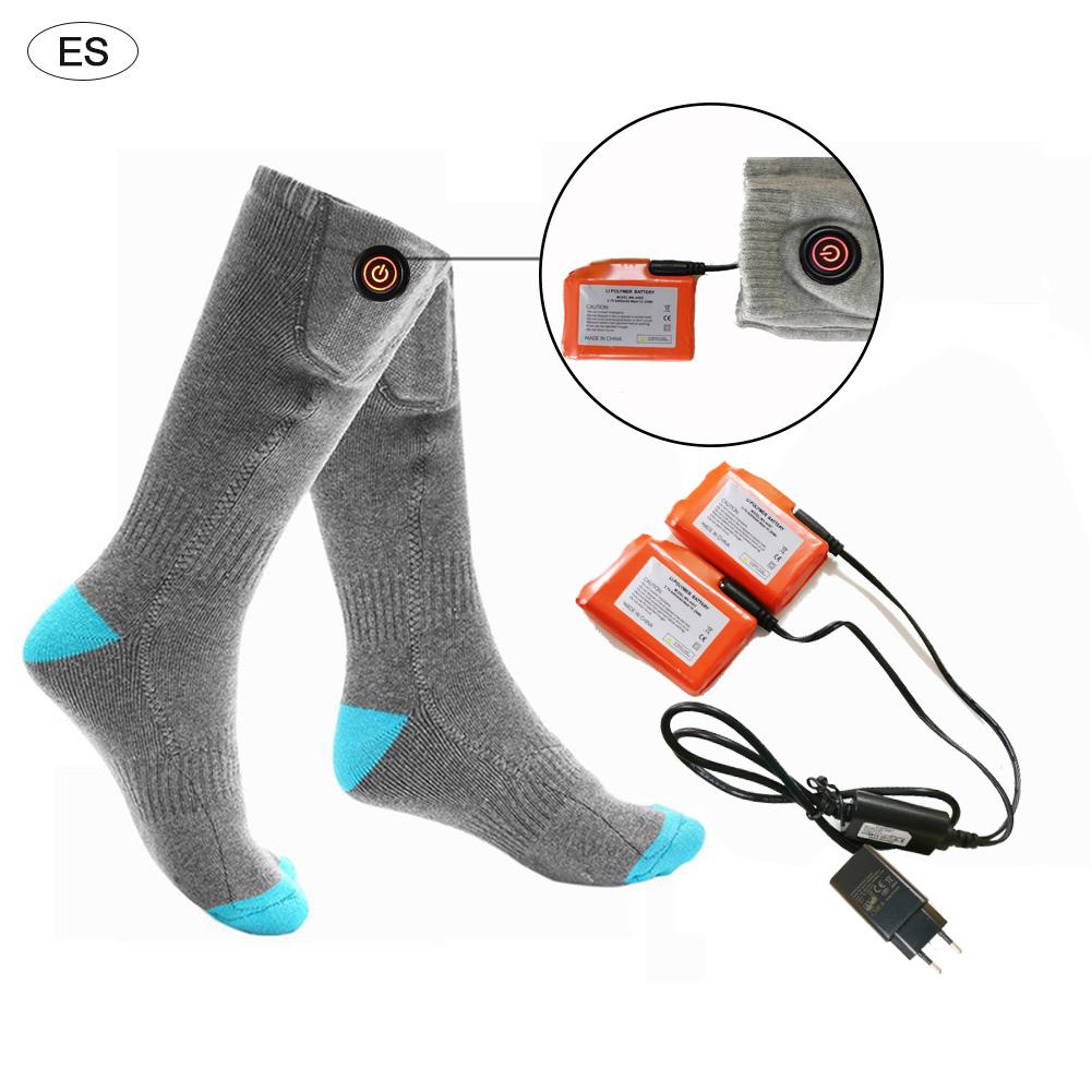 Elektriske opvarmede sokker sokker med genopladeligt batteri til kronisk kolde fødder stor størrelse usb opladning varmesokker hele: Eu-stik