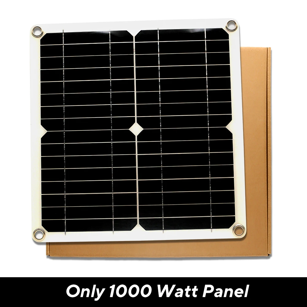 1000W Zonnepaneel 12V Zonnecel 10a-100a Controller Solar Plate Kit Voor Telefoon Rv Auto Caravan Home Camping Outdoor Batterij: zwart