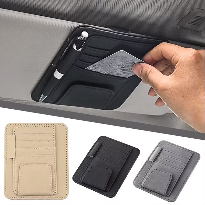 Car Sun Visor Multi-Pocket Glasses Holder Sunshade Card Bag For Renault Megane 2 3 4 Twingo Clio Talisman Captur Trafic Kwid Sce