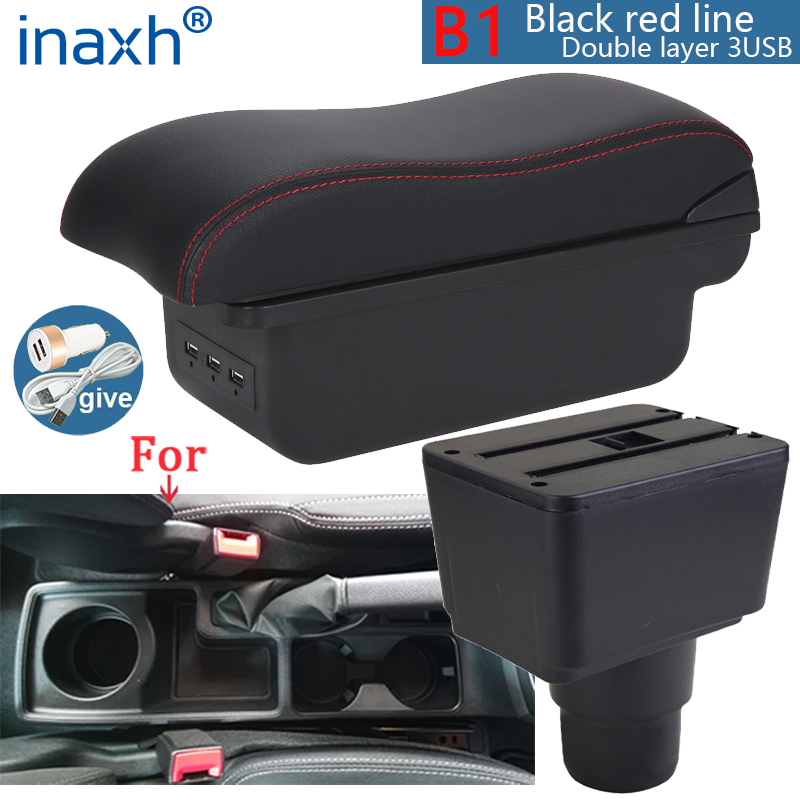 Voor FORD EcoSport Armsteun Doos -2024 Voor Ford EcoSport Auto Armsteun Opbergdoos Arm Auto Accessoires Retrofit onderdelen interieur: Rood