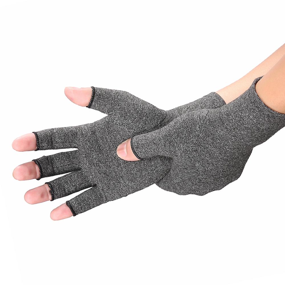 Guantes Protectores sin dedos para artritis reumatoide, terapia de mano, alivio del dolor artrítico Premium, compresión OpenFingers: Gris / S