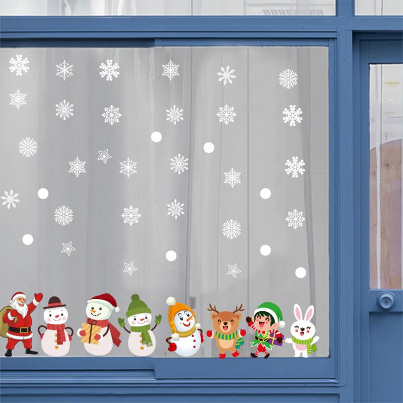 Feliz adhesivos navideños para pared de vidrio de ventana Festival pared calcomanías murales de Santa Año adornos navideños para el hogar Decoración
