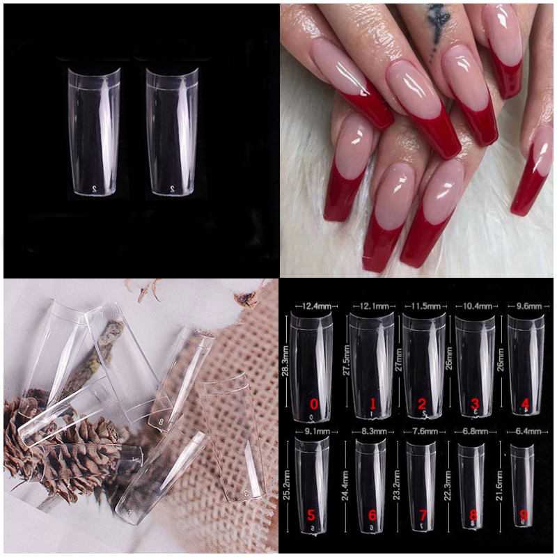 100 stk kunstige neglespidser akryl gennemsigtige hvide naturkapsler franske falske negle manicure gør-det-selv dekorationsværktøjer: Gennemsigtig