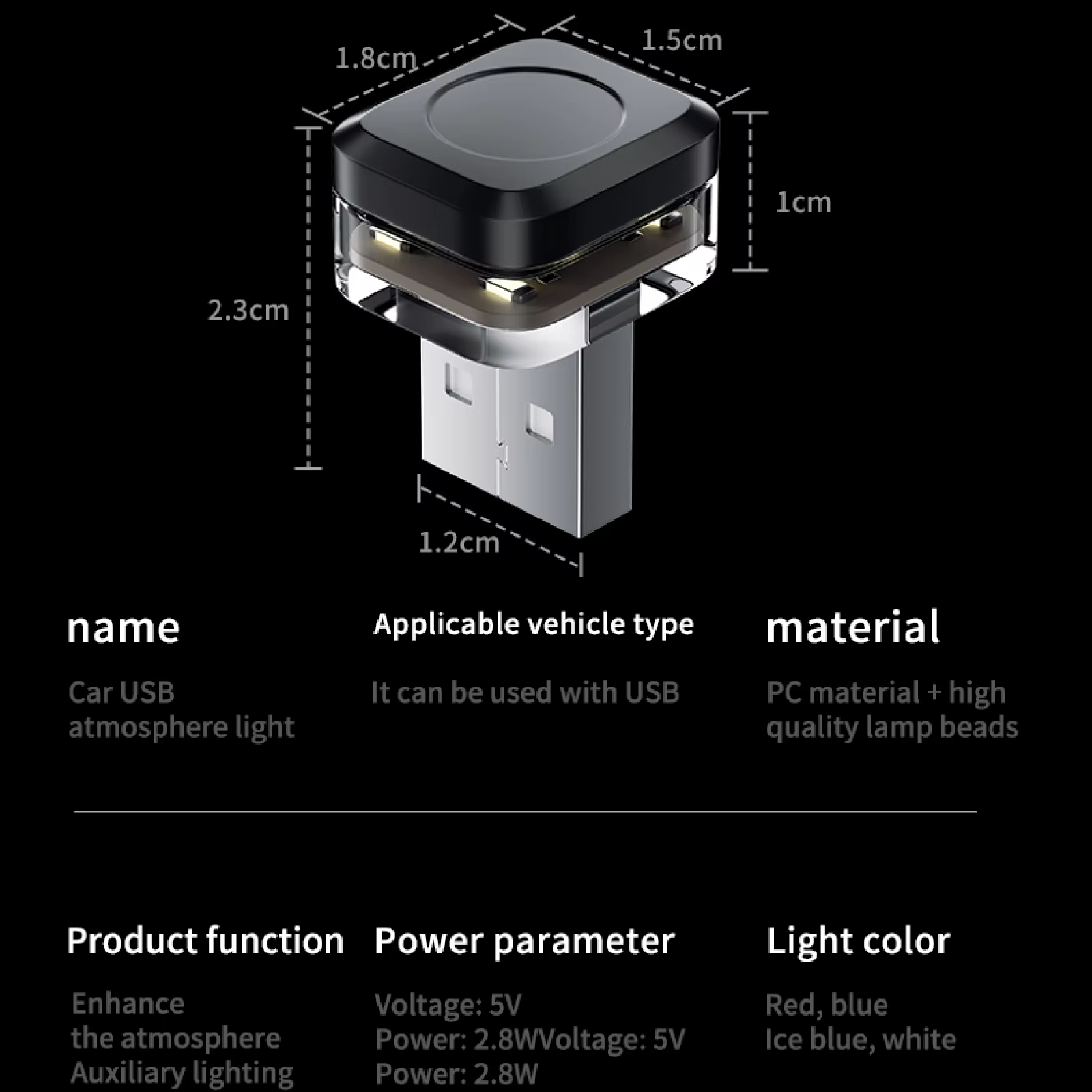 1x usb-ledet-lys til bil, stemningslampe, plugg-av-søle, universell ledet-innvendig atmosfærelys, billeselampe, dekorasjoner, dekorativ stripe