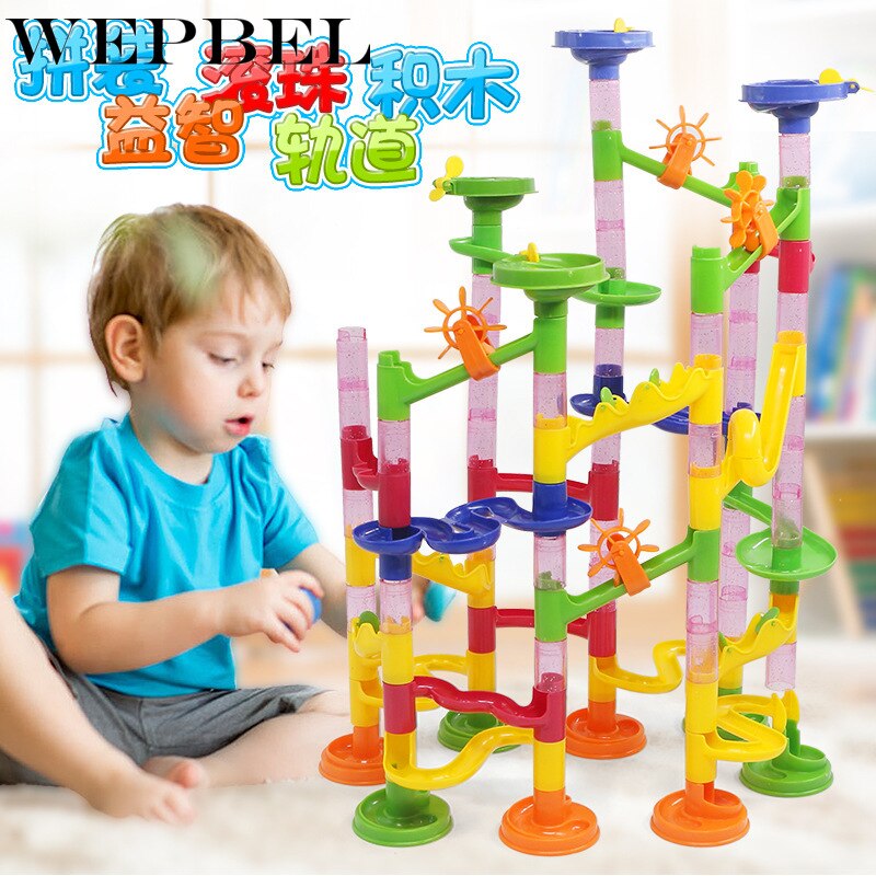 WEPBEL Marmor Lauf Rennen freundlicher Kind Jungen Gebäude Bau Blöcke Kreative Spiel Puzzle Spielzeug (Größe: 22x8x16 cm)