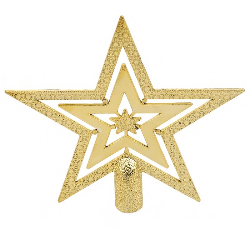 Vrolijke Kerstboom Decoratie Gouden Ster 3D Vijf Point Star Xmas Tree Top Ster Thuis Desktop Topper Kerst Ornament: gold