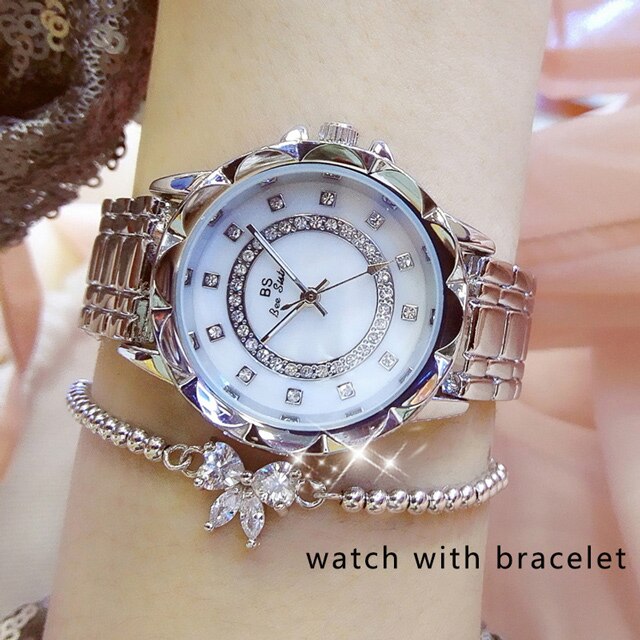 Luxury Brand 2022 Diamond Women Watch Rhinestone Ladies Watches Rose Gold Clock Wrist Watches For Women relogio feminino: silver rose bracelet