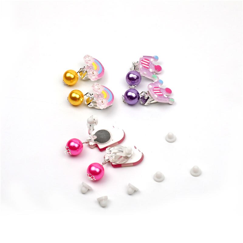 7 pairs Ear clips of earrings for children,For Children Girls Without Ear Hole clip Earrings