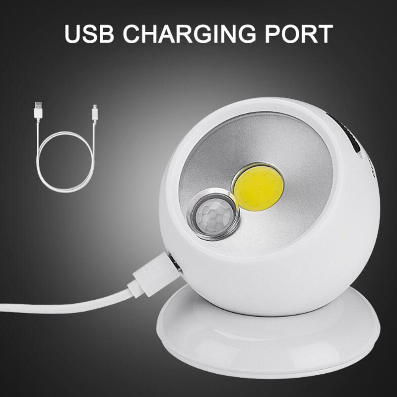 Motion Sensor Light Wireless Waterproof Indoor Outdoor Spotlight LED Battery Security Night Light 360 Degree Garden Wall Lamp: USB Rechargeable