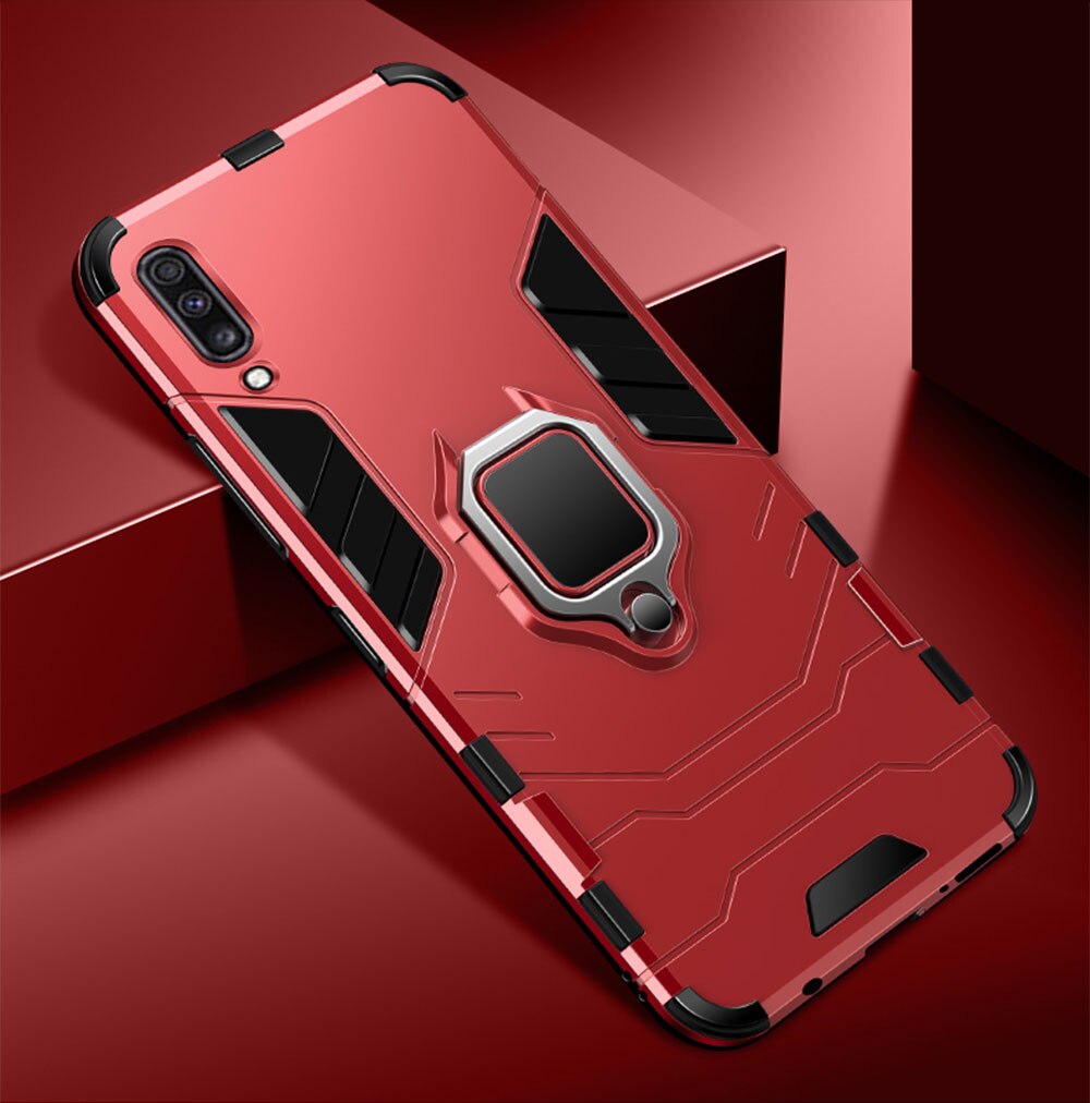 Armor Case voor Samsung Galaxy A30s Case Magnetische Ring Kickstand Heavy Duty Bumper Case voor Samsung A50 EEN 50 EEN 30S A50S A30 Case: for Samsung A50s / Rood