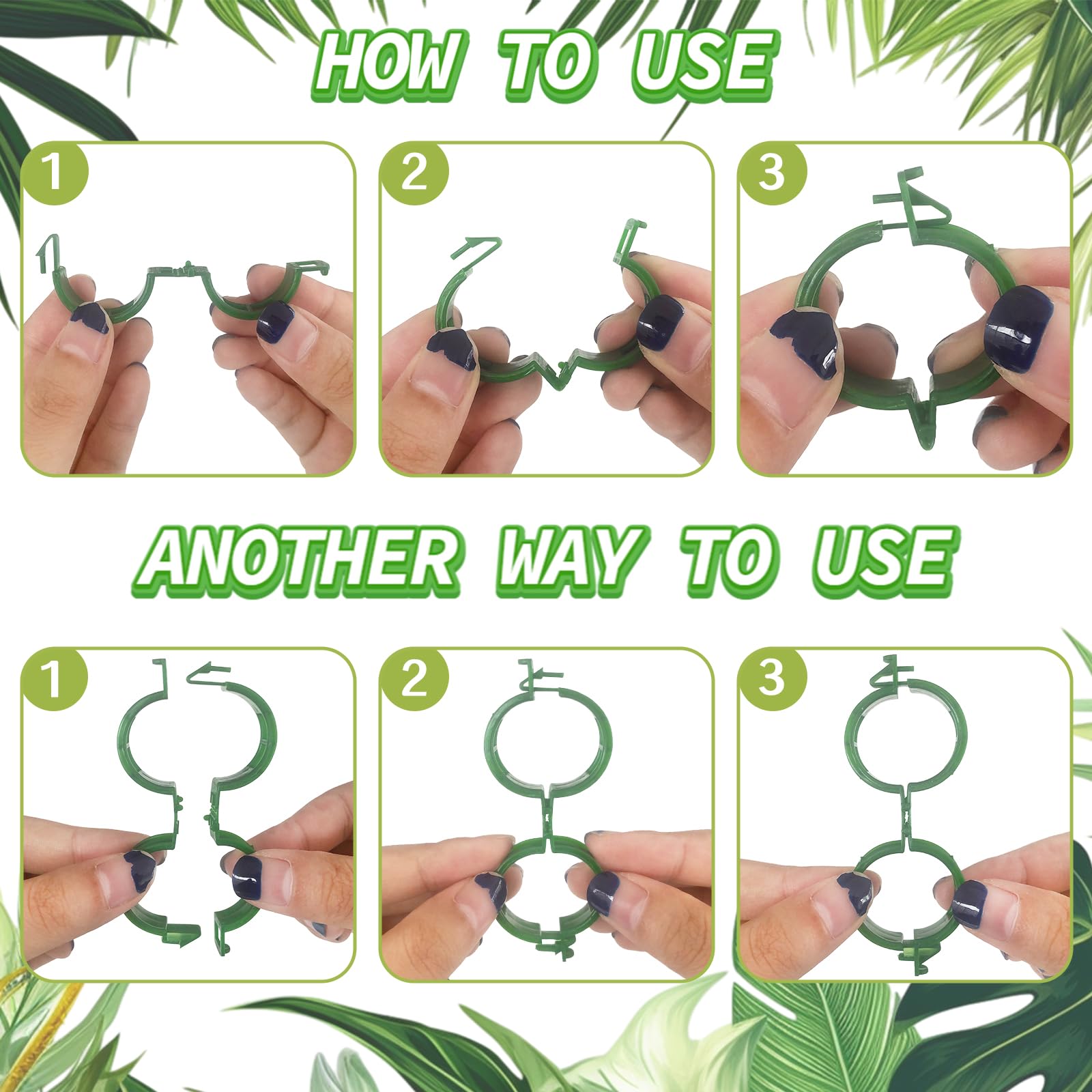 Clips de soporte para plantas, clips para tomate para enrejado de cuerdas, clips de flejado de vid de uva para red de jardín, soporte para plantas trepadoras