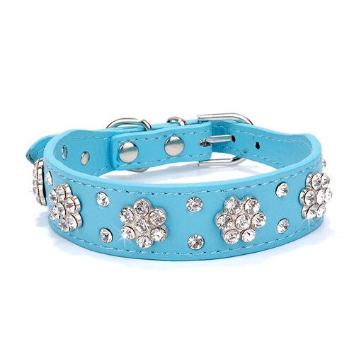 rhinestone pigg skinnhalsbånd krystall kjæledyr hundehalsbånd til små mellomstore hunder rosa rød blå svart: Blå / M