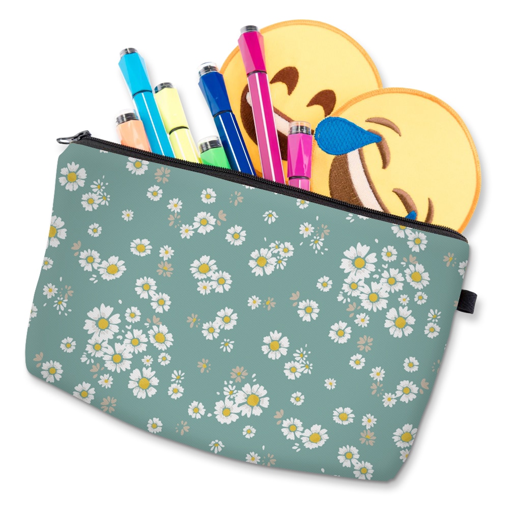 Deanfun, estampado vívido de margaritas, pequeñas bolsas de maquillaje con cremallera, bolsa de cosméticos para mujer, de amor 52360