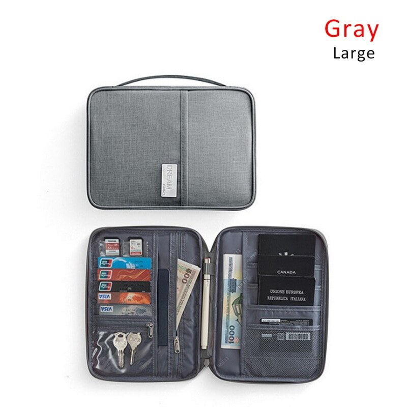 Travel Wallet Family Passport Holder Waterproof Document Case Organizer Card Package Card Holder Travel accessories: Gray Large