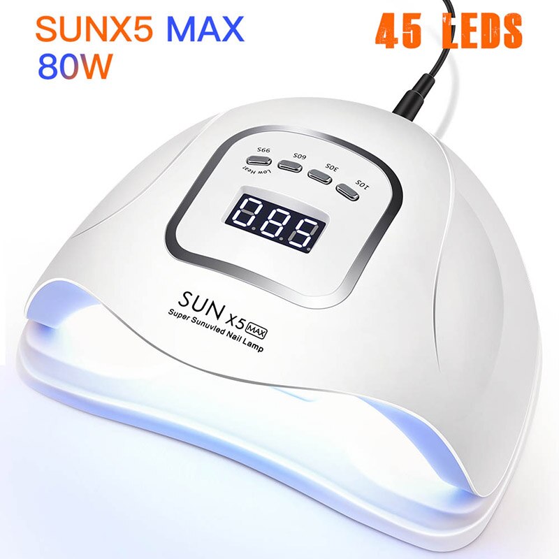 SUN5 Pro-Lámpara Led UV para secado de uñas, de 80W/72W, para todo tipo de geles, 45 luces Led UV para manicura, sensor de luz infrarroja solar