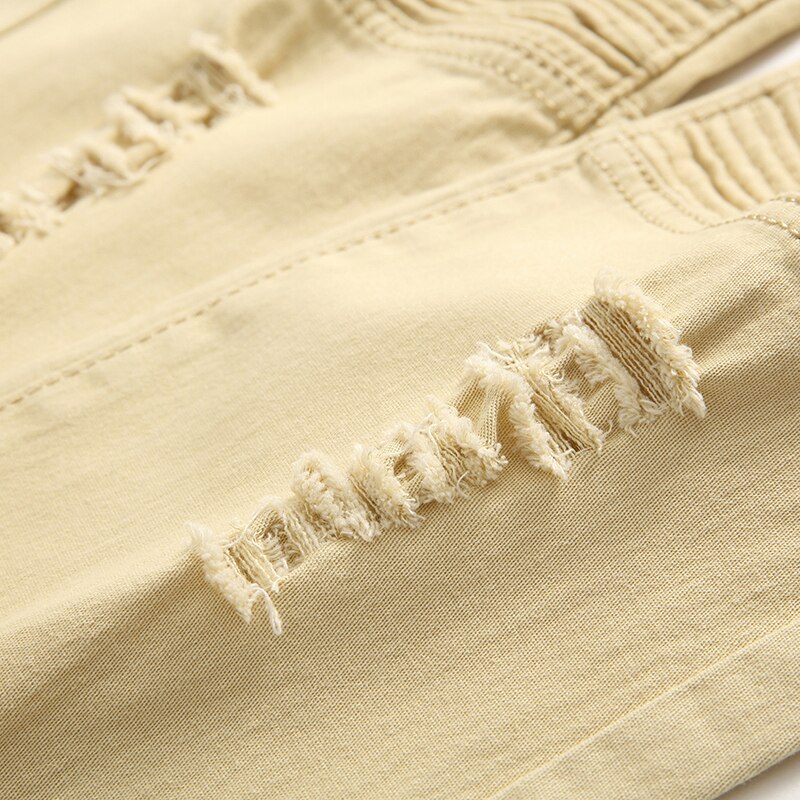 Silentsea heren jeans met kniegaten, gerafelde en gescheurde jeans voor heren, kaki kleur, broek, slim fit, bikerjeans voor heren, grote maten