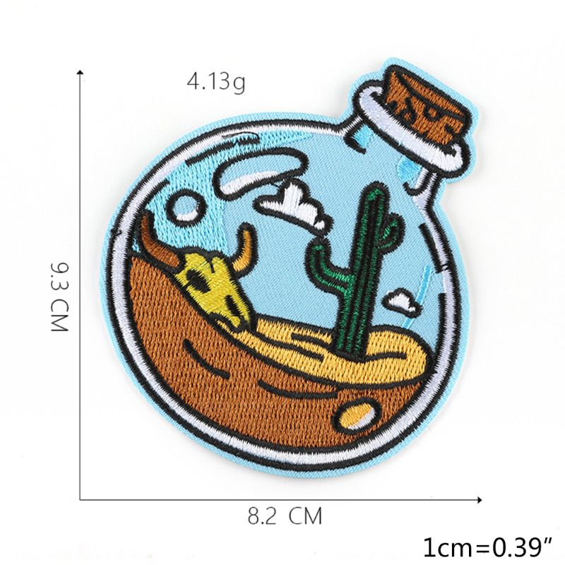 9 stk geometrisk badge patch bjergplanet broderet jern på/syning applikation  a2ua