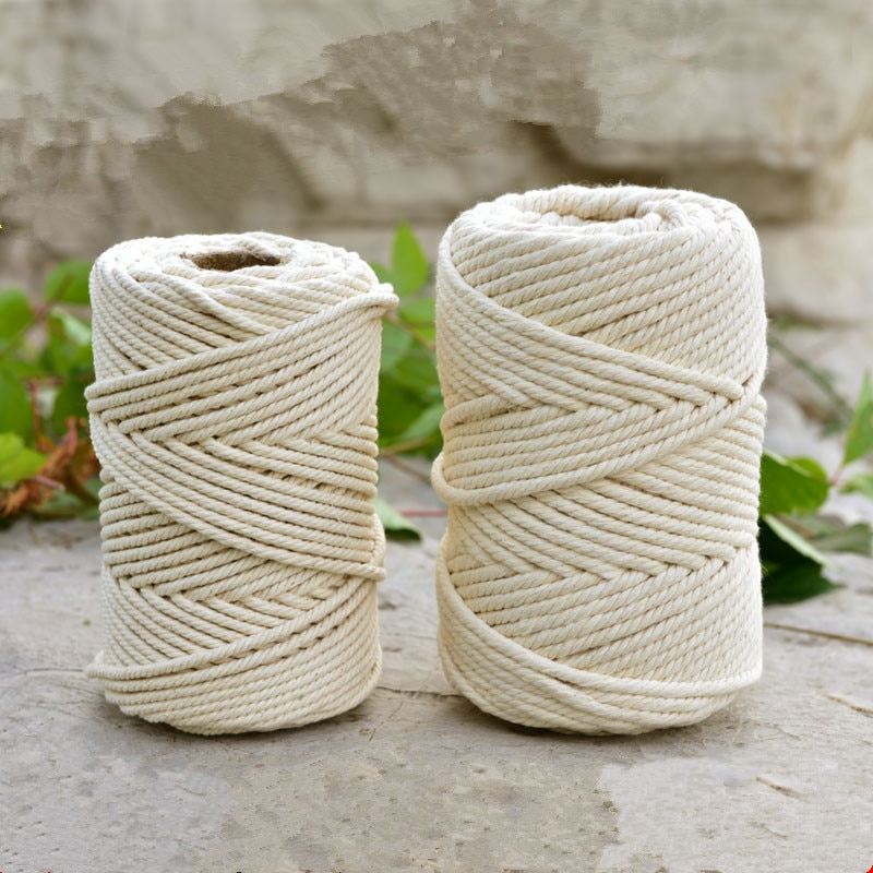 1-10mm Beige Katoen Twisted Gevlochten Koord Touw Diy Handgemaakte Thuis Textiel Accessoires Craft Macrame String Bruiloft Decoratie