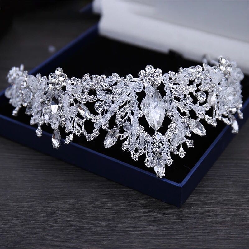 Baroque Luxury Crystal Beads Bridal Jewelry Sets Rhinestone Tiaras Crown Necklace Earrings Wedding African Beads Jewelry Set